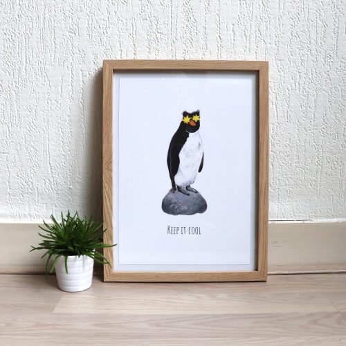 Poster penguïn met tekst "keep it cool" gemaakt door Friedolien