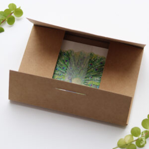 Kaartenset 5 dieren, in handgemaakt doosje