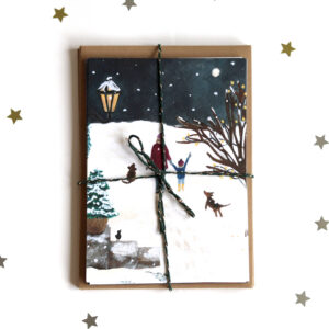 Kerstkaarten set winterwandeling (9 stuks, enkele kaarten)