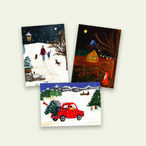 Kerstkaarten set – sfeervol kerstmis (6 of 9 stuks, gevouwen)