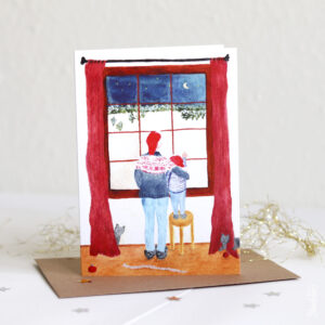 Kerstkaart samen verwonderen