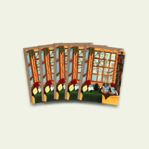 Kerstkaarten set – knus thuis (5 stuks, gevouwen)