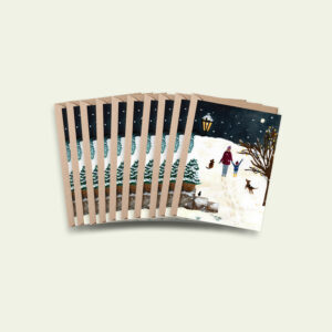 Kerstkaarten set winterwandeling (9 stuks, enkele kaarten)