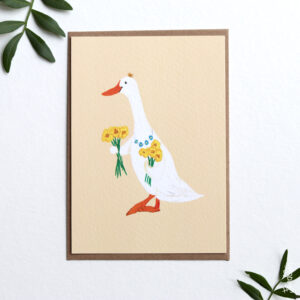 Kaart loopeend met bloemen