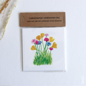 Set cadeaukaartjes veldbloemen (4x)