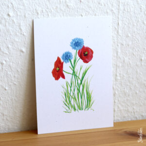 Kaart klaprozen en korenbloemen