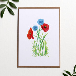 Kaart klaprozen en korenbloemen