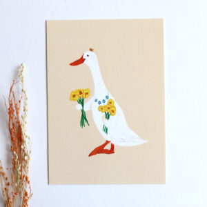 Kaart loopeend met bloemen