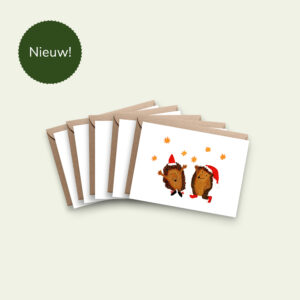 Kerstkaarten set – lichtpuntjes (5 of 10 stuks, gevouwen)